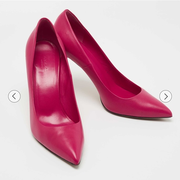 Gucci Fuchsia Pink Leather Bamboo Heel Pumps - Picture 2 of 6